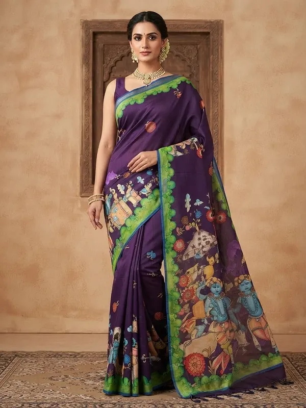 PURPLE_KERALA_COTTON_SAREE