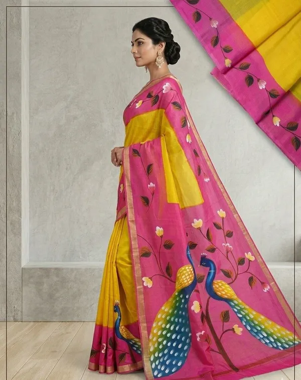 Sindhuja_Fashion_House_Hand_Painted,_Printed,_Floral_Print_Daily_Wear_Pure_Cotton_Saree_(Multicolor)