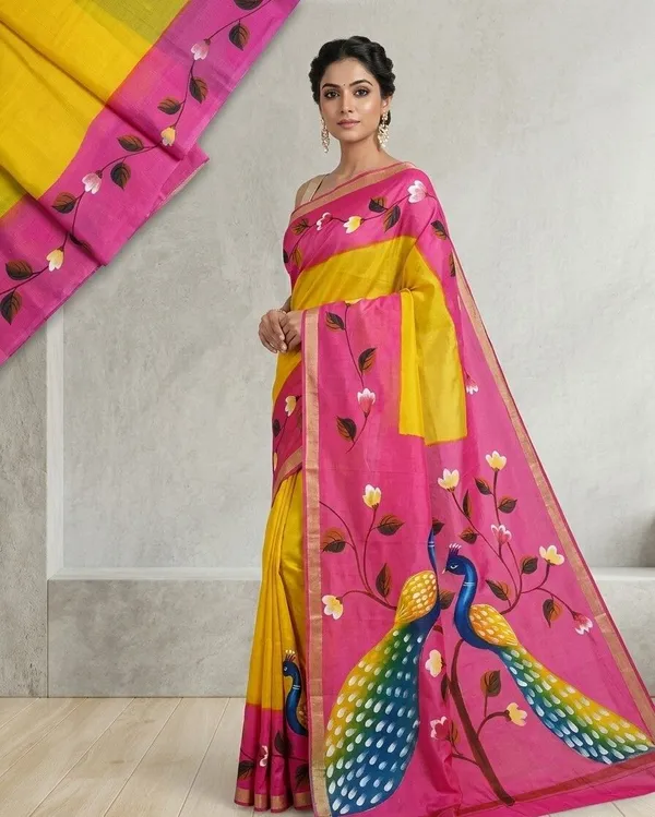 Sindhuja_Fashion_House_Hand_Painted,_Printed,_Floral_Print_Daily_Wear_Pure_Cotton_Saree_(Multicolor)