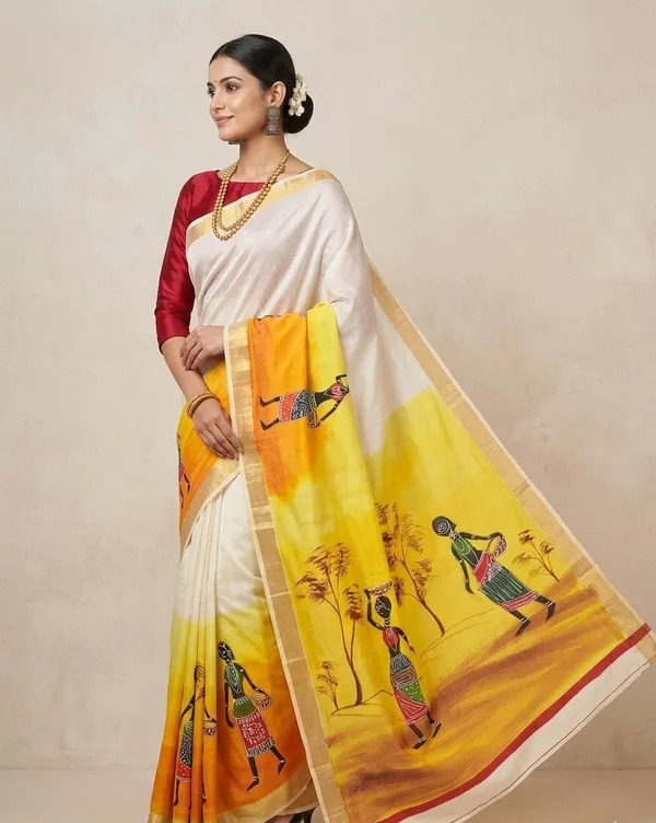 Sindhuja_Fashion_House_Hand_Painted,_Graphic_Print_Handloom_Pure_Cotton_Saree_(Multicolor)