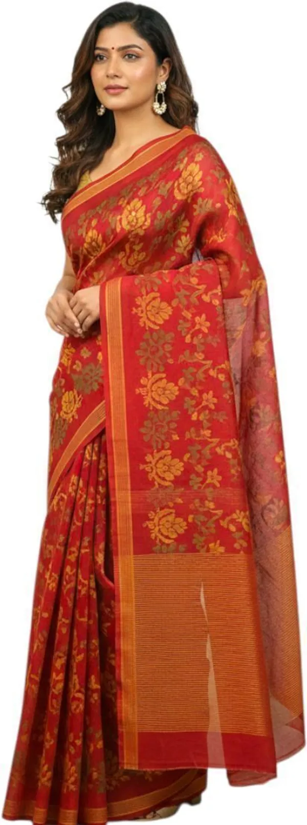 Sindhuja_Fashion_House_Printed,_Woven_Daily_Wear_Pure_Cotton_Saree_(Red)