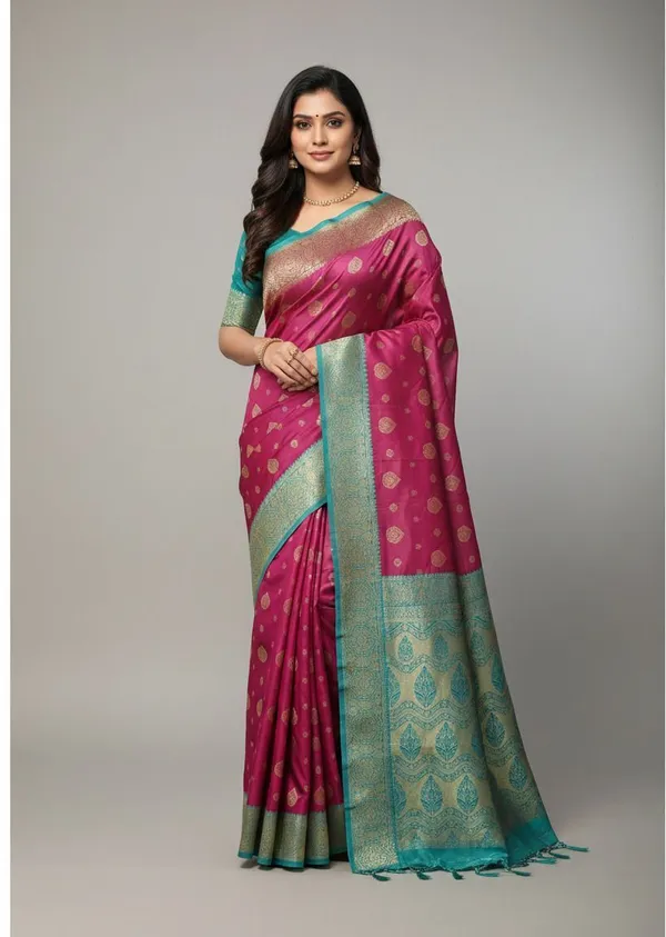 Sindhuja_Fashion_House_Woven_Banarasi_Silk_Blend_Saree_(Magenta)