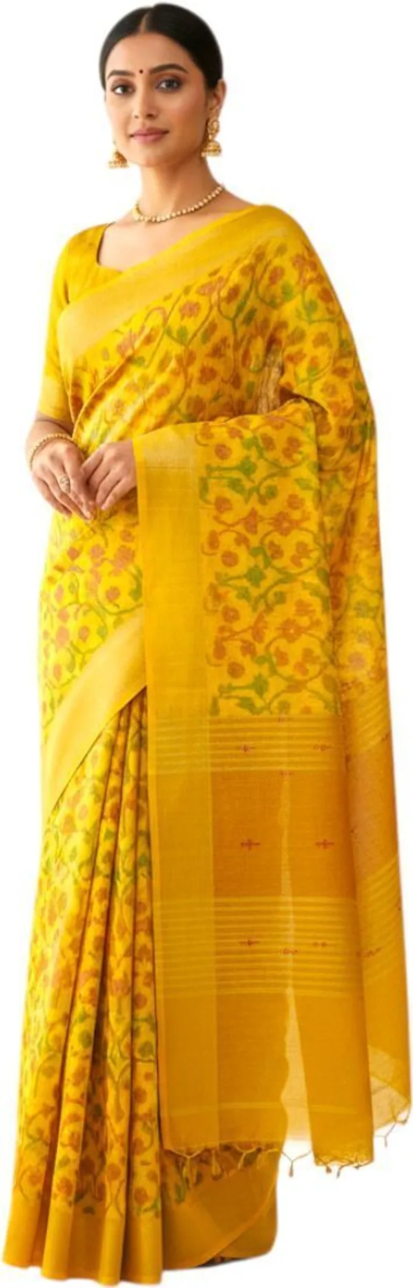 Sindhuja_Fashion_House_Floral_Print,_Self_Design_Ikkat_Pure_Cotton_Saree_(Yellow)