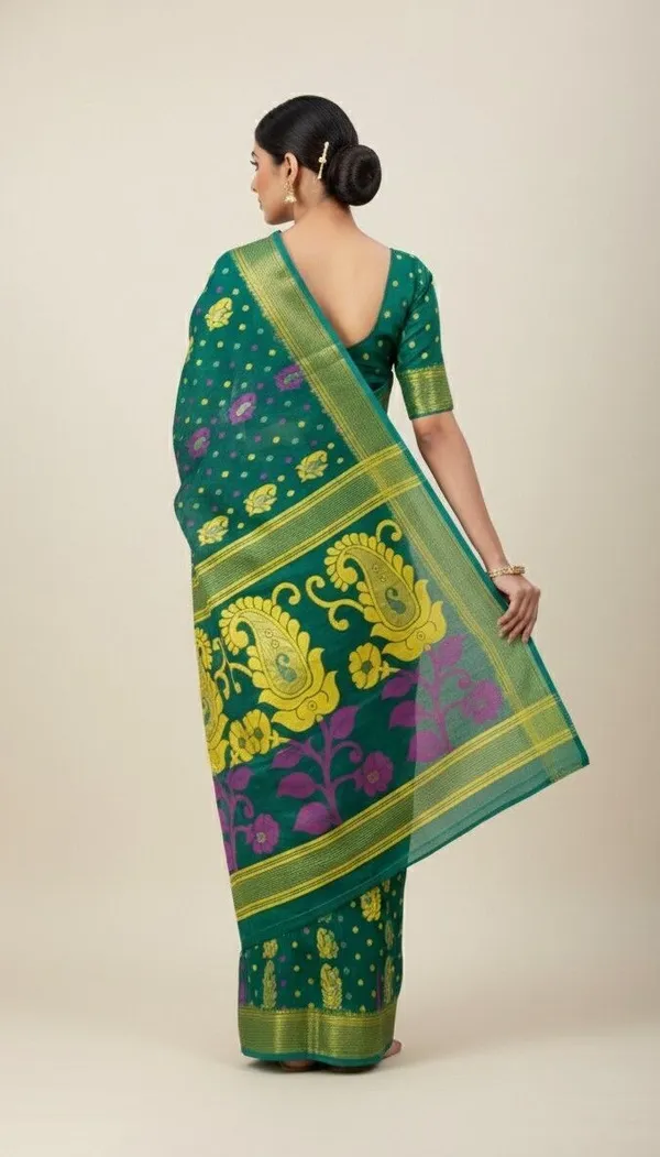 Sindhuja_Fashion_House_Woven_Jamdani_Pure_Cotton_Saree_(Green)