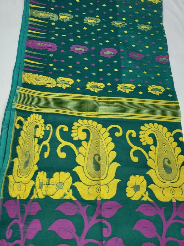 Sindhuja_Fashion_House_Woven_Jamdani_Pure_Cotton_Saree_(Green)