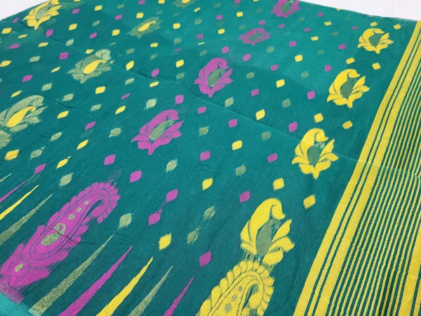 Sindhuja_Fashion_House_Woven_Jamdani_Pure_Cotton_Saree_(Green)