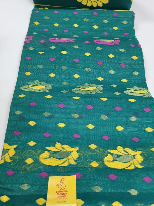 Sindhuja_Fashion_House_Woven_Jamdani_Pure_Cotton_Saree_(Green)