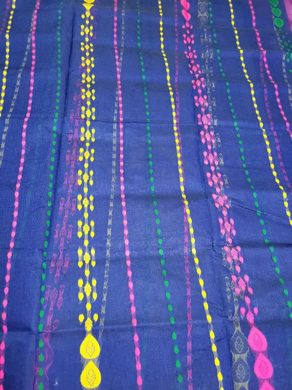 Sindhuja_Fashion_House_Temple_Border,_Woven_Jamdani_Pure_Cotton_Saree_(Dark_Blue)