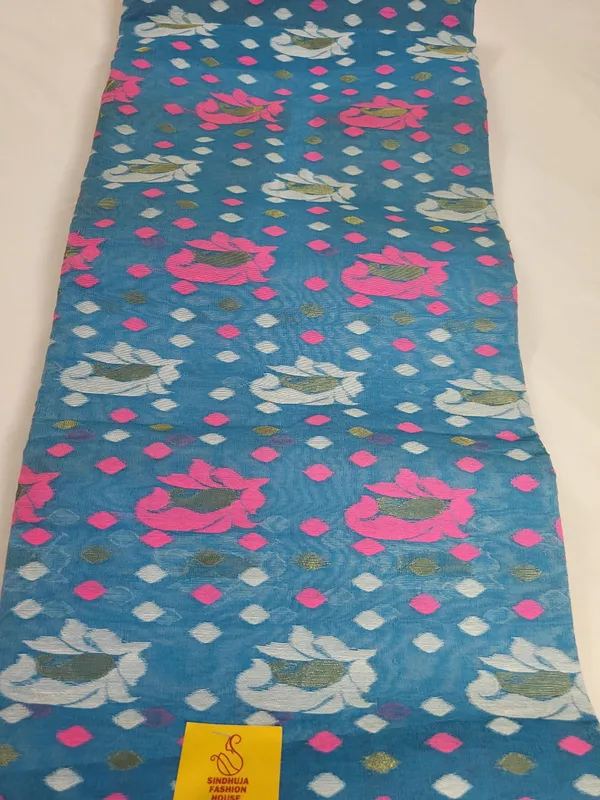 Sindhuja_Fashion_House_Self_Design,_Floral_Print,_Paisley,_Woven_Tant_Pure_Cotton_Saree_(Blue)