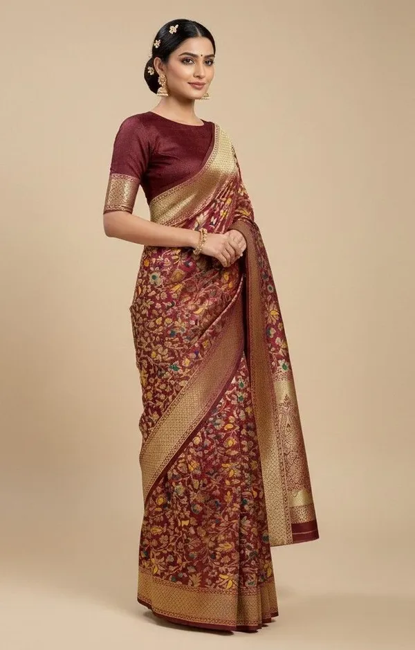 Sindhuja_Fashion_House_Woven,_Floral_Print_Bollywood_Semi-Pashmina_Saree_(Maroon)