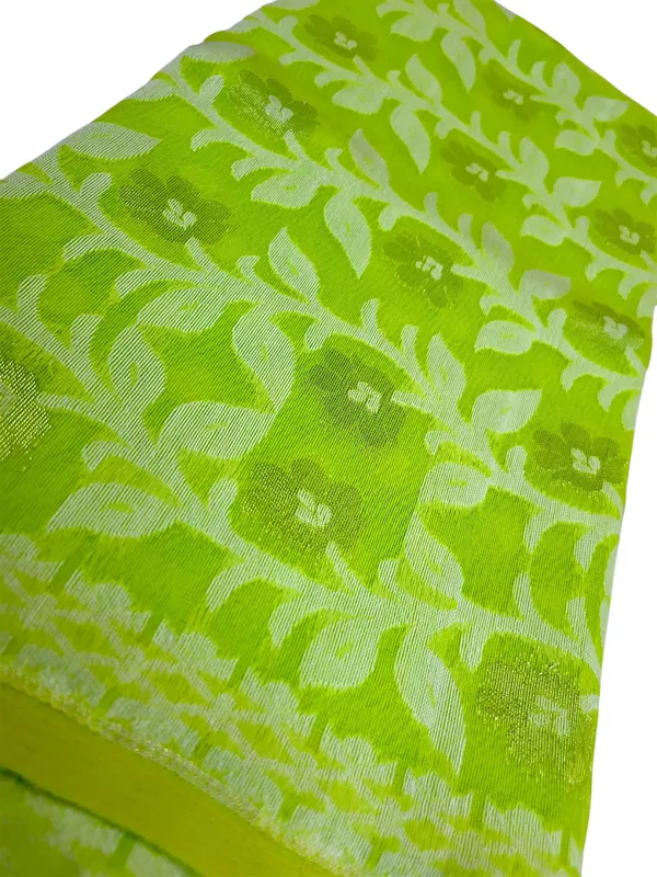 Sindhuja_Fashion_House_Floral_Print,_Polka_Print,_Woven_Jamdani_Pure_Cotton_Saree_(Green)