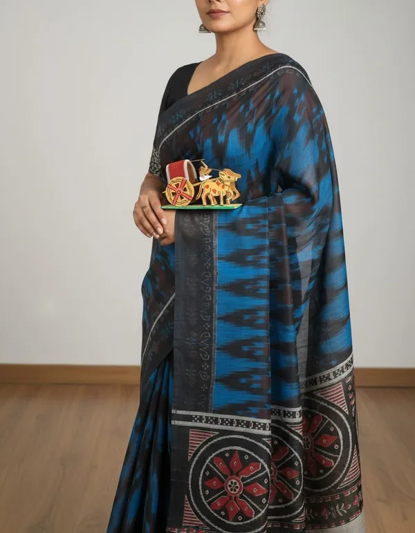 Sindhuja_Fashion_House_Digital_Print_Ikkat_Cotton_Blend_Saree_(Blue)