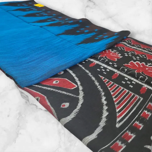 Sindhuja_Fashion_House_Digital_Print_Ikkat_Cotton_Blend_Saree_(Blue)