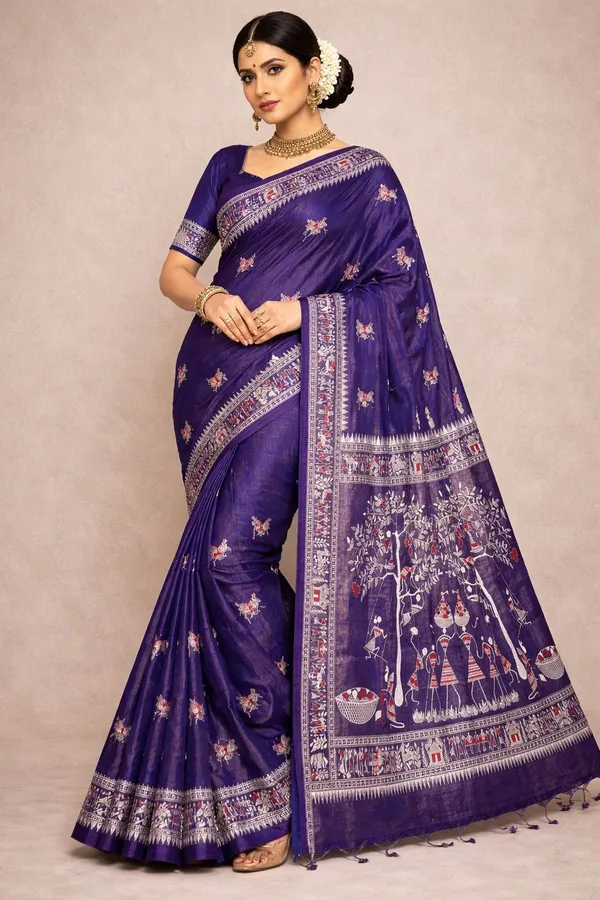 Sindhuja_Fashion_House_Printed,_Graphic_Print,_Woven_Handloom_Tissue_Saree_(Purple)
