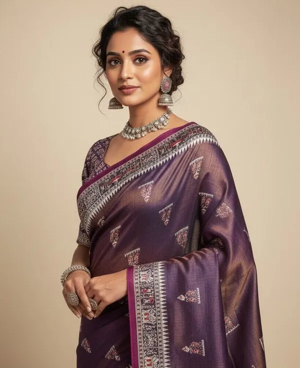 Sindhuja_Fashion_House_Printed,_Graphic_Print,_Woven_Handloom_Tissue_Saree_(Purple)