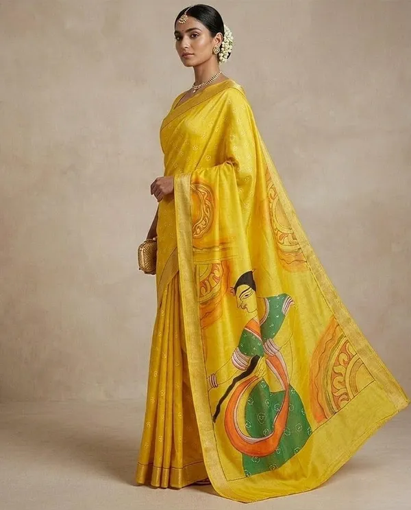 Sindhuja_Fashion_House_Hand_Painted_Handloom_Tissue_Saree_(Yellow)