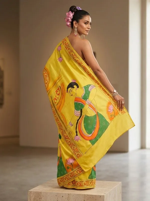 Sindhuja_Fashion_House_Hand_Painted_Handloom_Tissue_Saree_(Yellow)