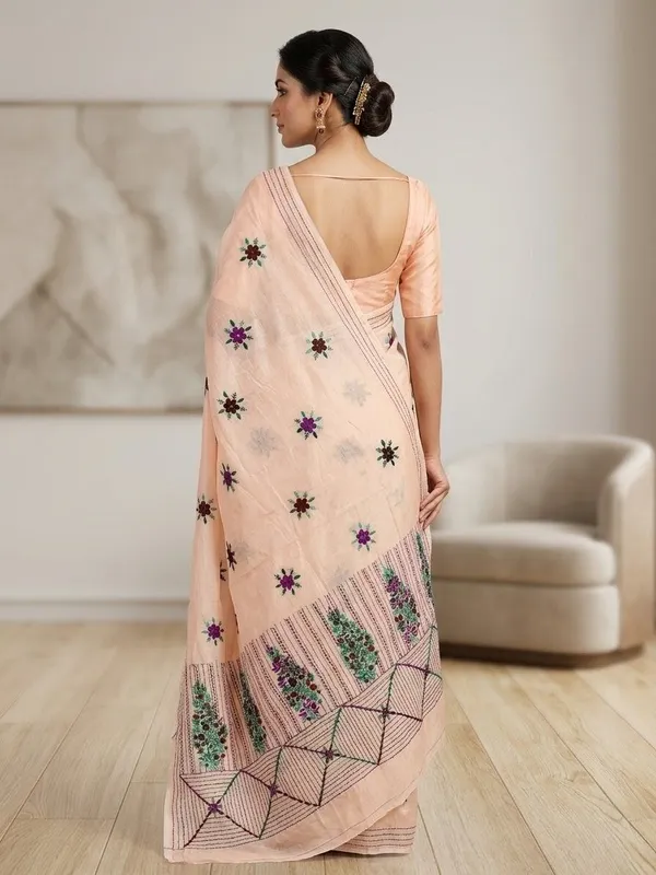 Sindhuja_Fashion_House_Embroidered,_Floral_Print,_Printed_Daily_Wear_Tussar_Silk_Saree_(Pink)