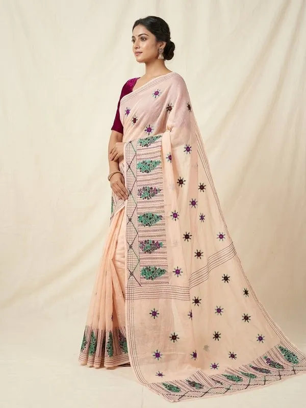 Sindhuja_Fashion_House_Embroidered,_Floral_Print,_Printed_Daily_Wear_Tussar_Silk_Saree_(Pink)