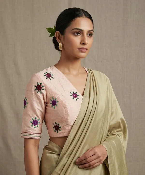 Sindhuja_Fashion_House_Embroidered,_Floral_Print,_Printed_Daily_Wear_Tussar_Silk_Saree_(Pink)
