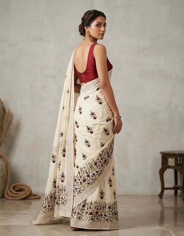 Sindhuja_Fashion_House_Embroidered,_Floral_Print_Daily_Wear_Tussar_Silk_Saree_(White)