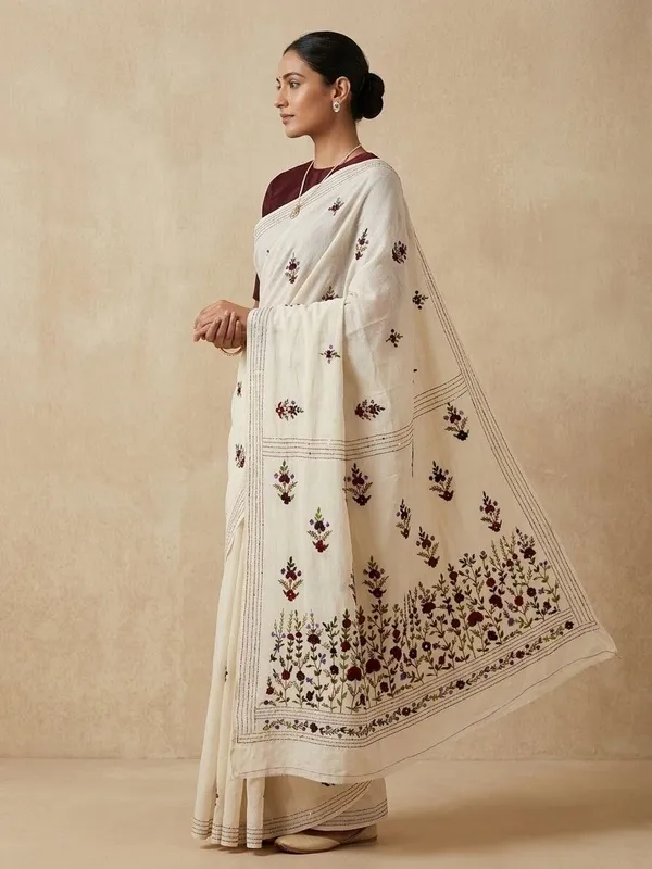 Sindhuja_Fashion_House_Embroidered,_Floral_Print_Daily_Wear_Tussar_Silk_Saree_(White)