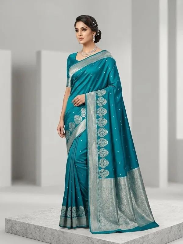 Sindhuja_Fashion_House_Woven,_Temple_Border_Banarasi_Pure_Silk_Saree_(Light_Blue)