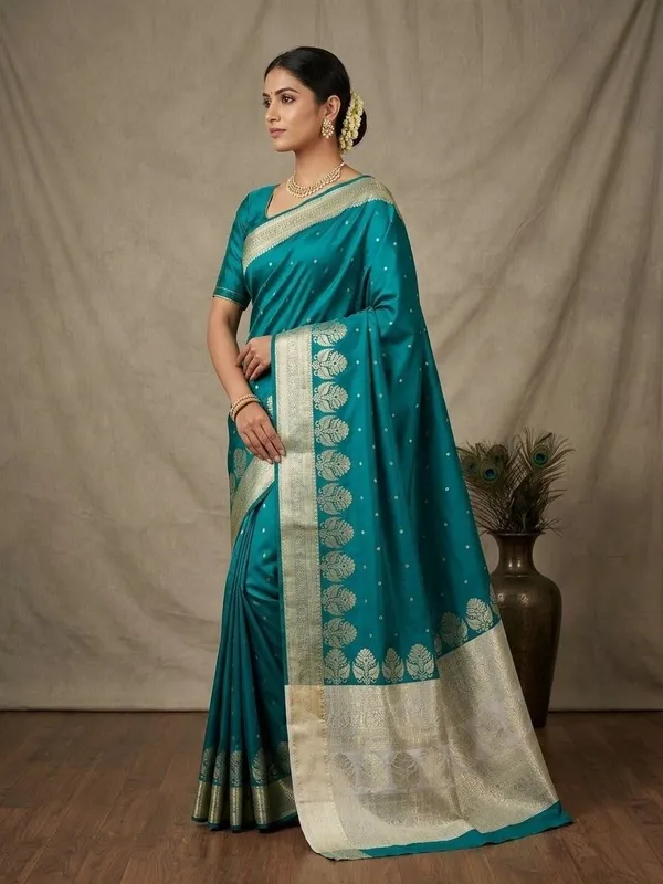 Sindhuja_Fashion_House_Woven,_Temple_Border_Banarasi_Pure_Silk_Saree_(Light_Blue)