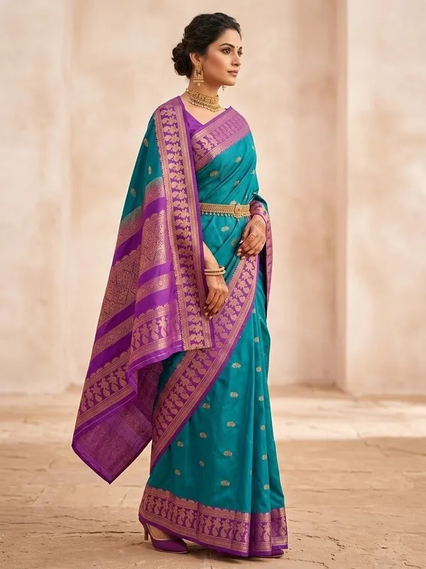 Sindhuja_Fashion_House_Printed_Banarasi_Pure_Silk_Saree_(Green)
