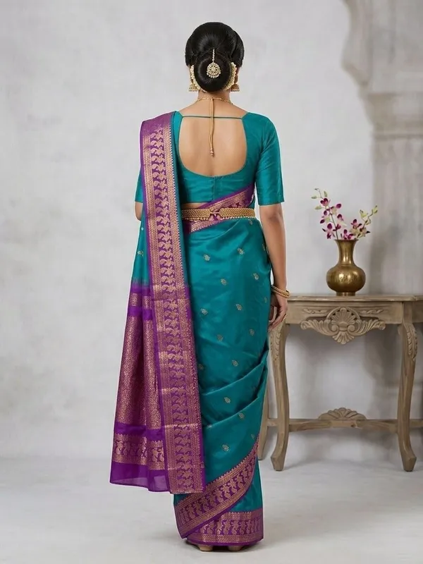 Sindhuja_Fashion_House_Printed_Banarasi_Pure_Silk_Saree_(Green)