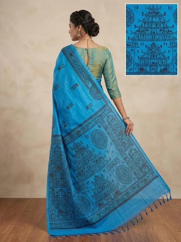 Sindhuja_Fashion_House_Printed_Handloom_Cotton_Blend_Saree_(Blue)