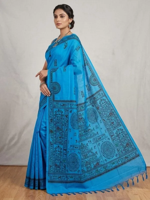 Sindhuja_Fashion_House_Printed_Handloom_Cotton_Blend_Saree_(Blue)