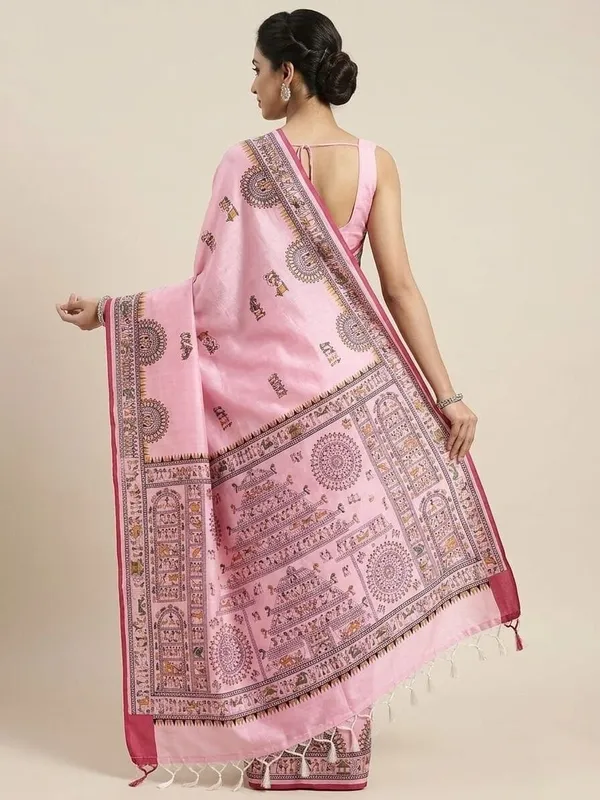 Sindhuja_Fashion_House_Printed,_Graphic_Print,_Geometric_Print_Kalamkari_Cotton_Blend_Saree_(Pink)