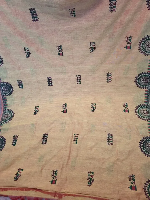 Sindhuja_Fashion_House_Printed,_Graphic_Print_Kalamkari_Cotton_Blend_Saree_(Orange)