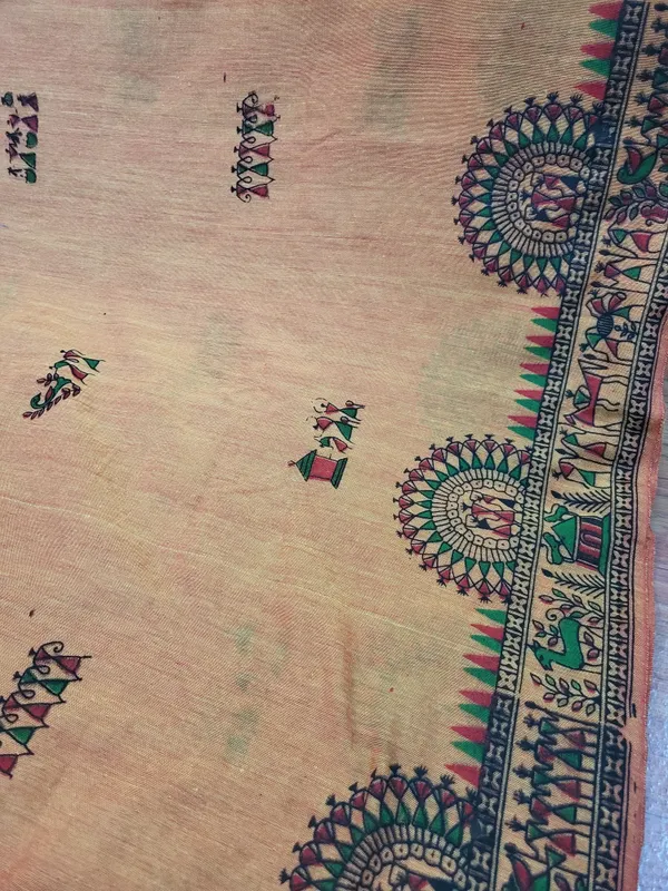 Sindhuja_Fashion_House_Printed,_Graphic_Print_Kalamkari_Cotton_Blend_Saree_(Orange)