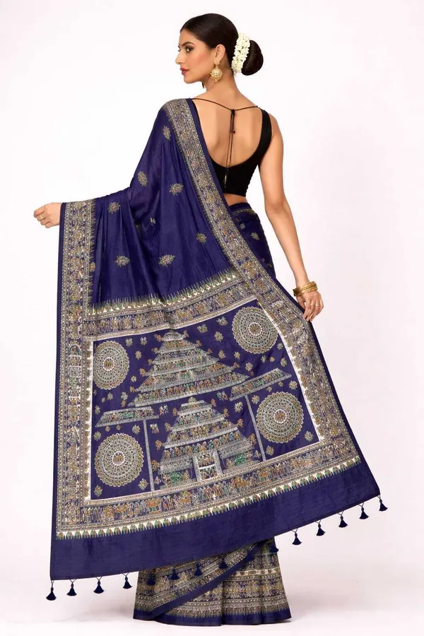 Sindhuja_Fashion_House_Embroidered,_Printed_Madhubani_Cotton_Blend_Saree_(Dark_Blue)