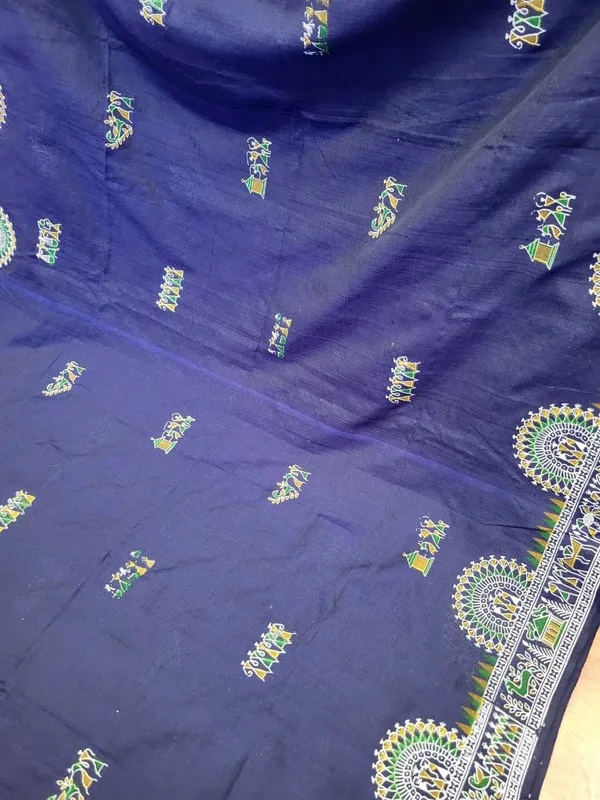 Sindhuja_Fashion_House_Embroidered,_Printed_Madhubani_Cotton_Blend_Saree_(Dark_Blue)