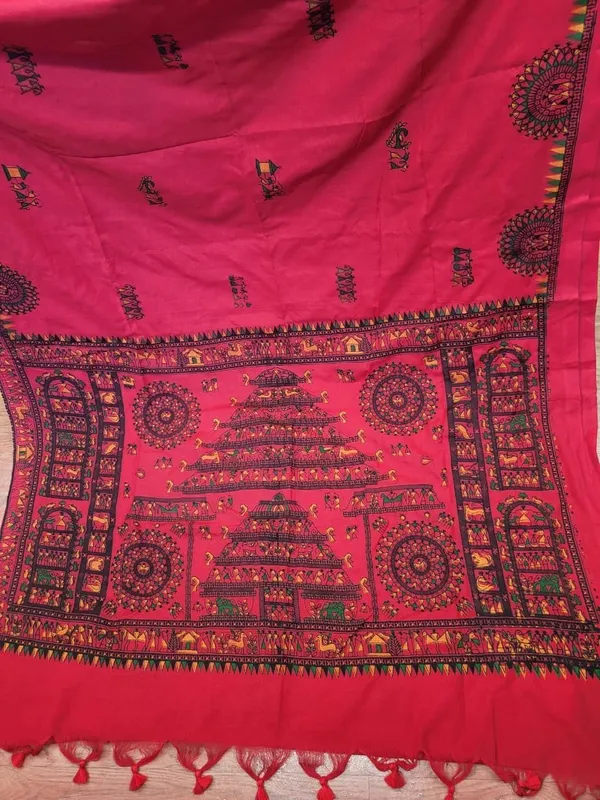 Sindhuja_Fashion_House_Digital_Print_Madhubani_Cotton_Blend_Saree_(Red)