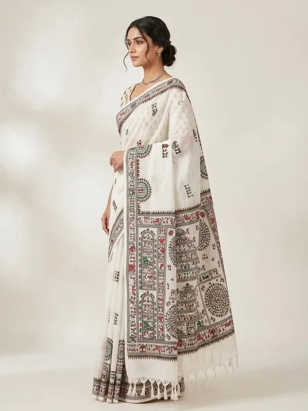 Sindhuja_Fashion_House_Printed_Madhubani_Khadi_Saree_(White)
