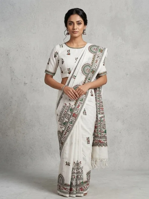 Sindhuja_Fashion_House_Printed_Madhubani_Khadi_Saree_(White)