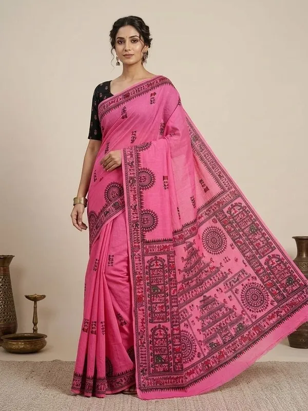 Sindhuja_Fashion_House_Printed_Madhubani_Khadi_Saree_(Multicolor)