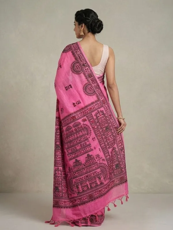Sindhuja_Fashion_House_Printed_Madhubani_Khadi_Saree_(Multicolor)