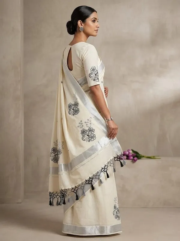 Sindhuja_Fashion_House_Floral_Print_Kasavu_Pure_Cotton_Saree_(Multicolor)