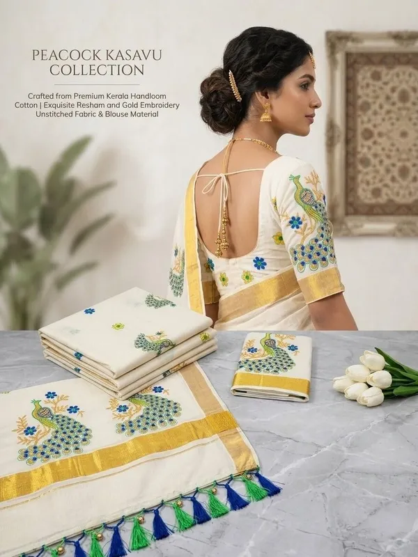 Sindhuja_Fashion_House_Embroidered,_Floral_Print_Kasavu_Pure_Cotton_Saree_(Yellow,_White,_Green,_Light_Blue)