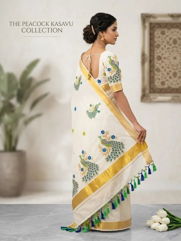 Sindhuja_Fashion_House_Embroidered,_Floral_Print_Kasavu_Pure_Cotton_Saree_(Yellow,_White,_Green,_Light_Blue)
