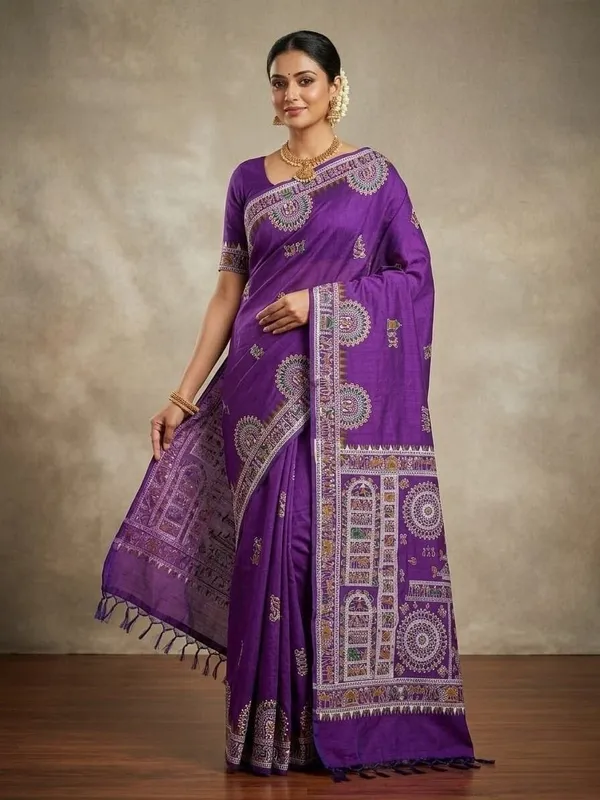 Sindhuja_Fashion_House_Printed_Madhubani_Khadi_Saree_(Purple)