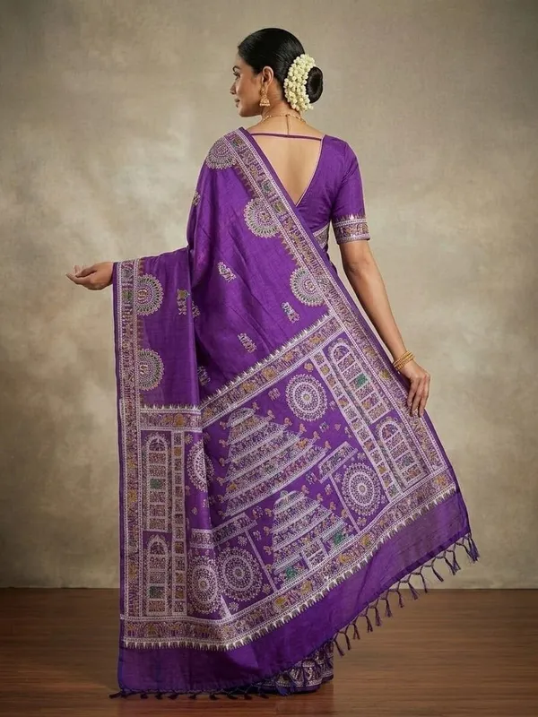 Sindhuja_Fashion_House_Printed_Madhubani_Khadi_Saree_(Purple)