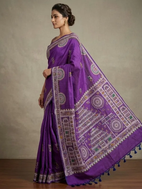 Sindhuja_Fashion_House_Printed_Madhubani_Khadi_Saree_(Purple)