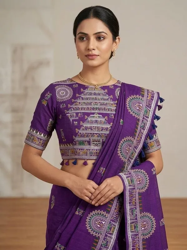 Sindhuja_Fashion_House_Printed_Madhubani_Khadi_Saree_(Purple)