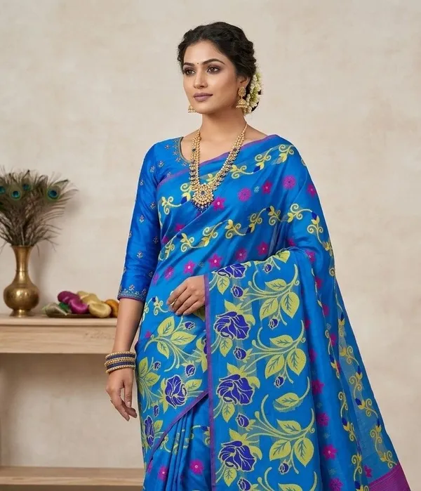Sindhuja_Fashion_House_Floral_Print,_Woven_Daily_Wear_Pure_Cotton,_Cotton_Blend_Saree_(Blue)